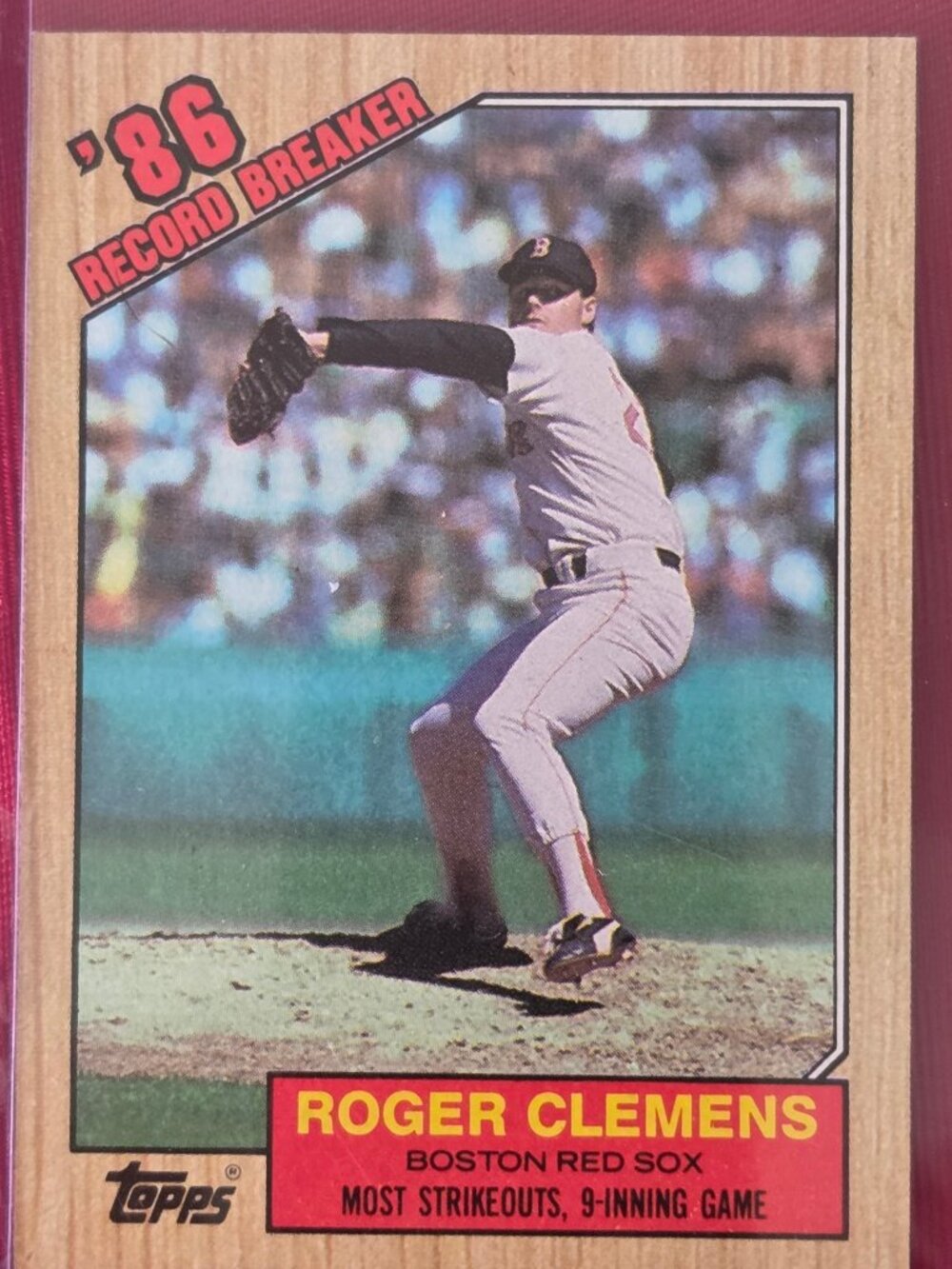 VINTAGE 1987 TOPPS, ROGER CLEMENS, BOSTON RED SOX, '86 RECORD BREAKER BASEBALL C